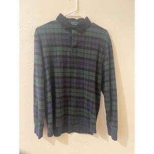 J. Crew Plaid Rugby LS Polo, Corduroy Collar - Mens Small - NWOT